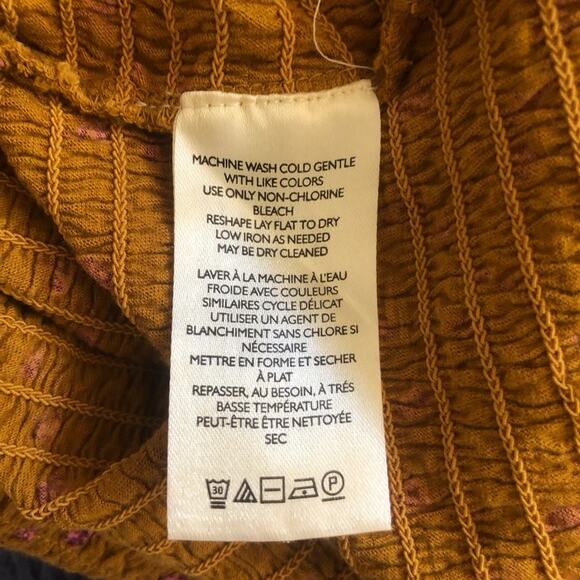 Free People NWT Chic Mix Print Effortless Style Comfort Smocked Golden Combo SM - Picture 11 of 16